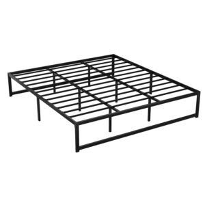 King Size Metal Bed Frame Heavy Duty Reinforced Slats Black 205x185cm