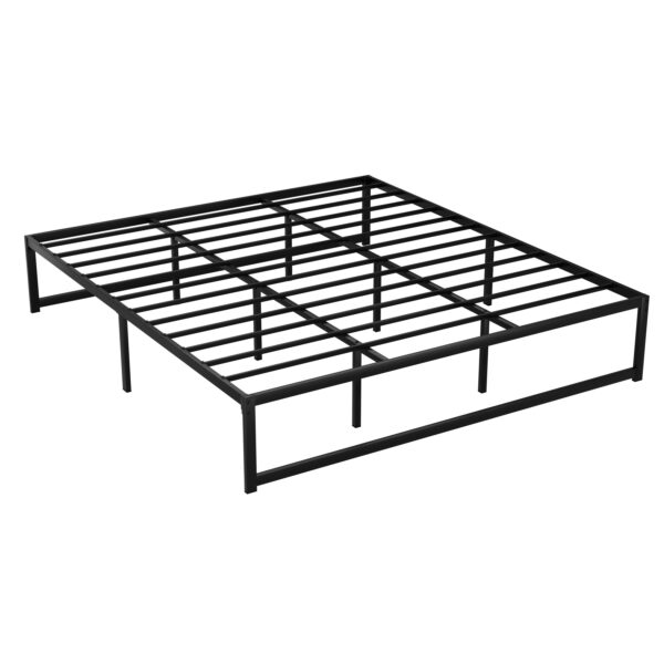 King Size Metal Bed Frame Heavy Duty Reinforced Slats Black 205x185cm