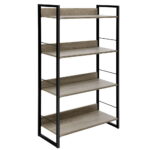 4 Tier Display Shelf Metal Frame Oak Grain Surface 70x30x125cm Black/Wood