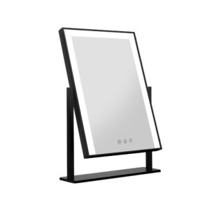 LED Lighted Makeup Mirror 25x30cm Touch Control Rotatable Black