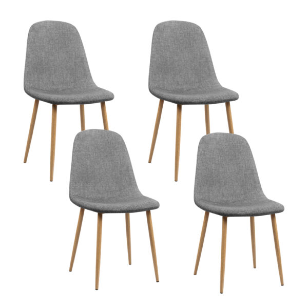 Fabric Dining Chairs Set of 4 Comfortable Iron Legs 150kg Capacity Light Grey