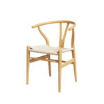 Wishbone Dining Chair Kraft Paper Seat Solid Wood 120kg Capacity Comfort Design