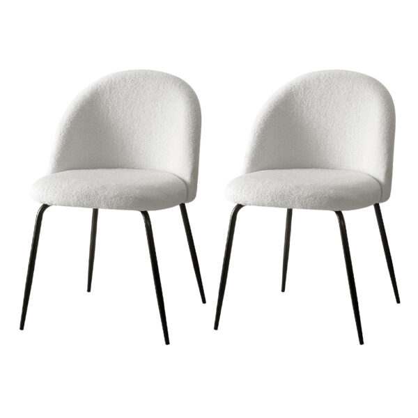 Dining Chairs Set of 2 Sherpa Boucle Armchair High Resilience Foam White 150kg