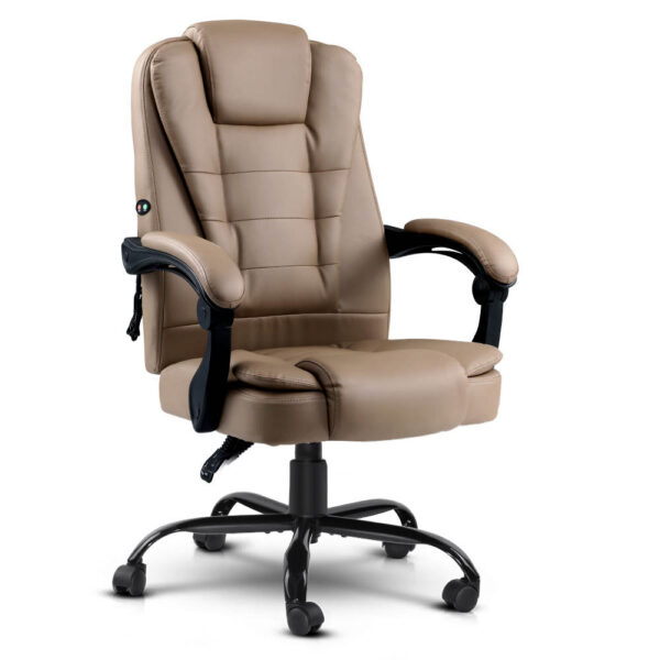 Massage Office Chair Recliner PU Leather Adjustable Gaming Chair Espresso 150kg