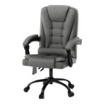 Massage Executive Chair Fabric Recline Adjustable Lumbar Support Grey 360° Rotate