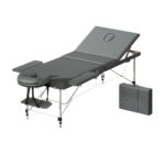 Portable Massage Table 3 Fold 75cm Aluminium Adjustable Grey with Carry Bag