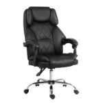 Executive Office Chair Leather High Back Recliner 360 Swivel Adjustable Black