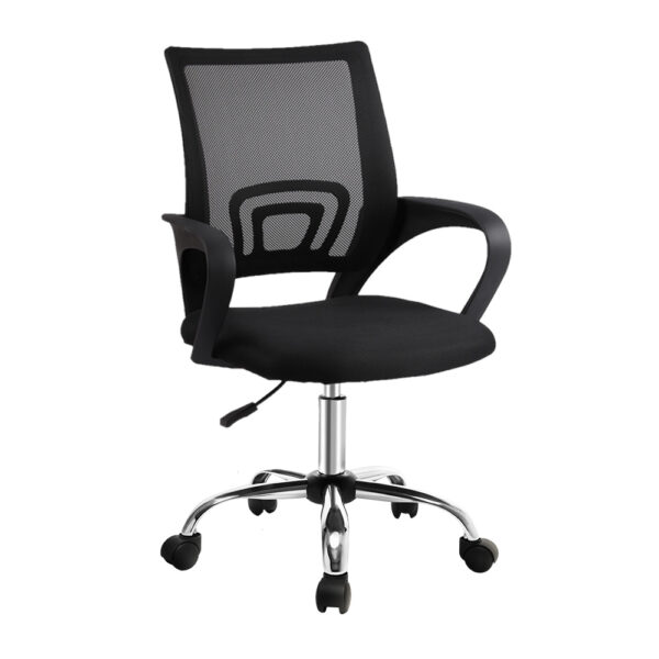 Mesh Office Chair Mid Back Adjustable Lumbar Support 360° Rotatable Black