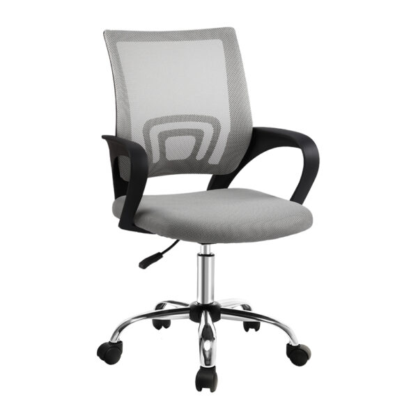 Mesh Office Chair Mid Back Adjustable Lumbar Support Grey 360° Swivel