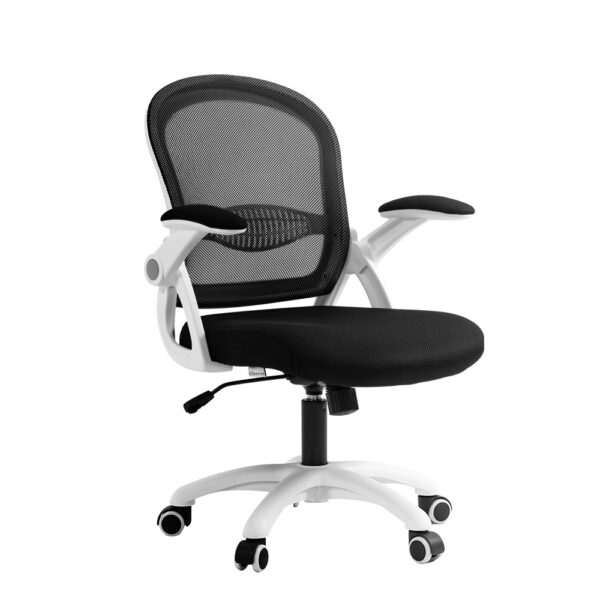 Mesh Office Chair Mid Back Adjustable Armrests Foam Padding Black 60x60x99cm