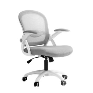 Mesh Office Chair Mid Back Adjustable Armrests Foam Seat Grey 60x60x99cm