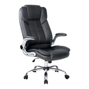 Executive Office Chair Leather High Back Lumbar Support Tilt Black 150kg