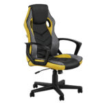 Gaming Chair High Back Racing Executive Adjustable Yellow Mesh PU Leather 360°