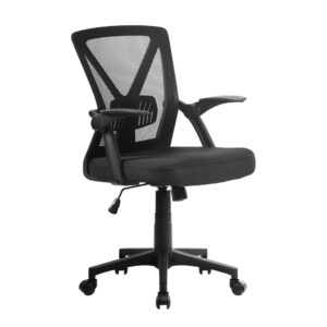 Ergonomic Mesh Office Chair Adjustable Lumbar Support Flip Up Arms Black