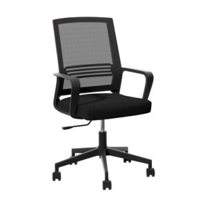 Mesh Office Chair Mid Back Padded Seat Height Adjustable 360 Swivel Black