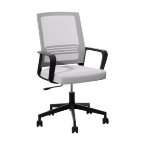 Mesh Office Chair Mid Back Padded Seat Height Adjustable Grey Desk Chair