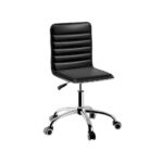 Office Chair PU Leather Adjustable Low Back 360 Rotatable 5 Wheels Black