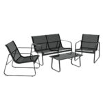 4pc Outdoor Lounge Set Textilene Sofa Chairs Table Weather Resistant Patio Furniture