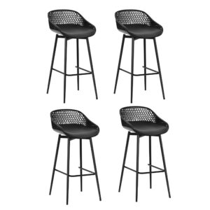 Outdoor Bar Stools 4pcs Adjustable Footrest UV Resistant Patio Chairs Black