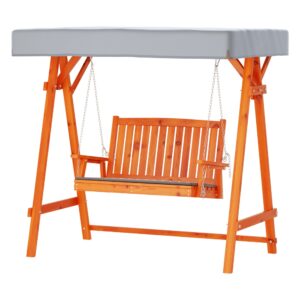 Swing Chair Canopy Bench 2 Seater Wooden Outdoor UV Protected Removable Cushions