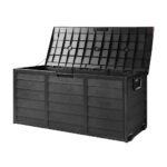 Outdoor Storage Box 290L Weather Resistant Lockable Black Polypropylene Wheels