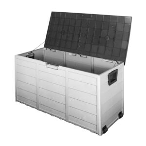 Outdoor Storage Box 290L Weather Resistant Lockable Black Polypropylene Wheels