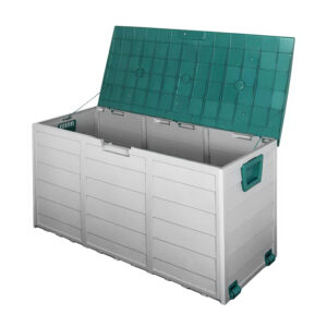 Outdoor Storage Box 290L Weather Resistant Lockable Green Polypropylene Wheels