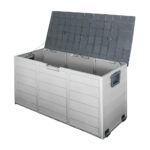 Outdoor Storage Box 290L Weather Resistant Polypropylene Grey with Wheels Handles