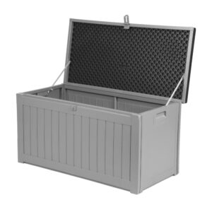 Outdoor Storage Bench Seat 190L Weather Resistant Lockable Grey Black 96x46x50cm