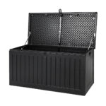 Outdoor Storage Box Bench 270L Weather Resistant Lockable Black Polypropylene