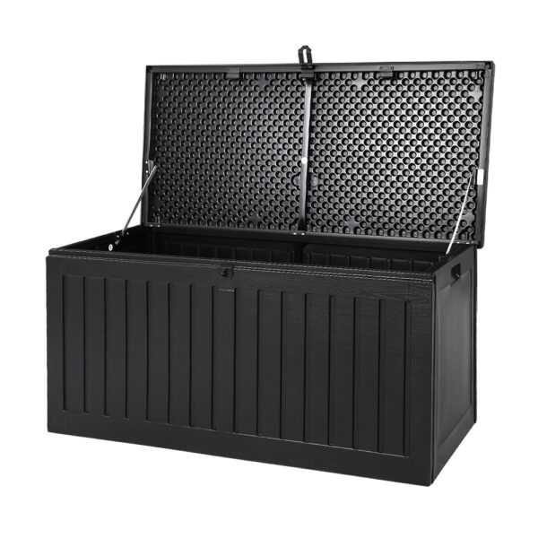 Outdoor Storage Box Bench 270L Weather Resistant Lockable Black Polypropylene