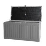 Outdoor Storage Box Bench 270L Weather Resistant Polypropylene Dark Grey