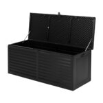 Outdoor Storage Box 390L Lockable Bench Weather Resistant Polypropylene Black