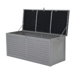 Outdoor Storage Bench 490L Polypropylene Weather Resistant Lockable Grey Black