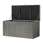 Outdoor Storage Bench 830L Garden Tool Box Weather Resistant PP Material Grey