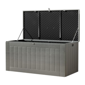 Outdoor Storage Bench 830L Garden Tool Box Weather Resistant PP Material Grey