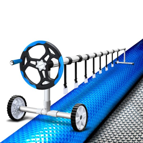 Swimming Pool Cover 11x6.2m Solar Blanket Roller Adjustable Aluminium Heater