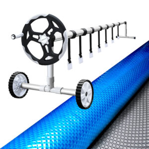 Swimming Pool Solar Blanket 500 Micron 8.5x4.2m & 5.5m Roller Adjustable Silver