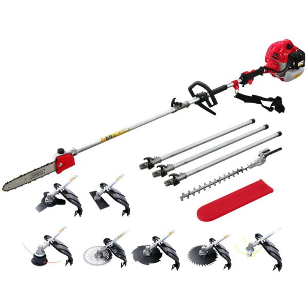 65CC Multi Tool Pole Chainsaw Hedge Trimmer Brush Cutter 9 in 1 Gardening Kit