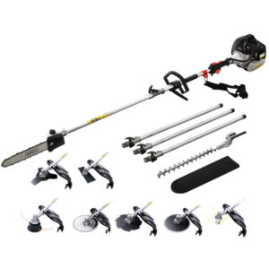 62cc 9 in 1 Pole Chainsaw Multi Tool Petrol Hedge Trimmer Brush Cutter 5.6m Reach