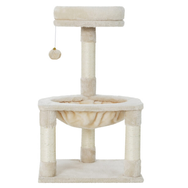 Cat Tree Condo 69cm 3 Level Scratcher Post Hammock Toy Bed Plush Sisal Beige