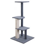 Cat Tree Tower 124cm Multi Level Scratching Post Sisal Condo Playhouse Grey