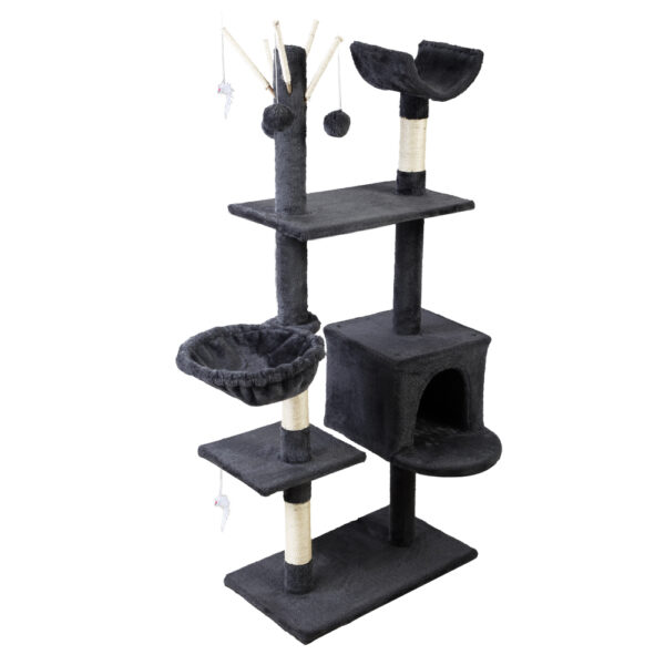 Cat Tree Tower 140cm Multi Level Scratching Post Condo Bed Dark Grey