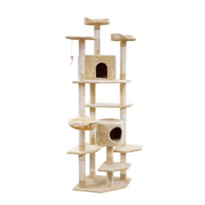 Cat Tree Tower 203cm Multi Level Sisal Post Plush Condo Hammock Beige