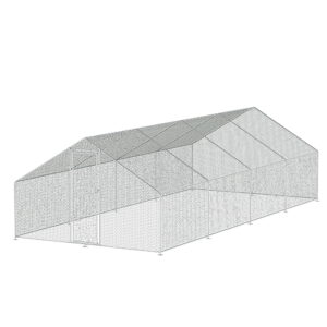 Large Walk In Chicken Coop Galvanized Steel Cage 8x3x2m Weather Resistant Roof