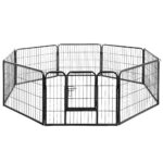 Metal Pet Playpen 8 Panel 80x60cm Puppy Exercise Pen Foldable Lockable Gate