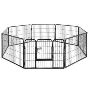 Metal Pet Playpen 8 Panel 80x60cm Puppy Exercise Pen Foldable Lockable Gate