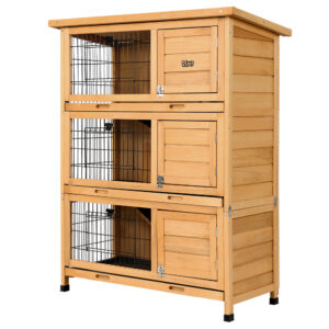 Wooden Rabbit Hutch 3 Tier Outdoor Large Chicken Coop Waterproof 91x46x117cm