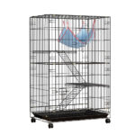 3 Level Indoor Rabbit Hutch Guinea Pig Bunny Cage with Hammock Castor Wheels