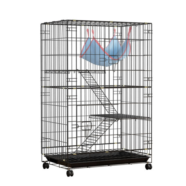 3 Level Indoor Rabbit Hutch Guinea Pig Bunny Cage with Hammock Castor Wheels